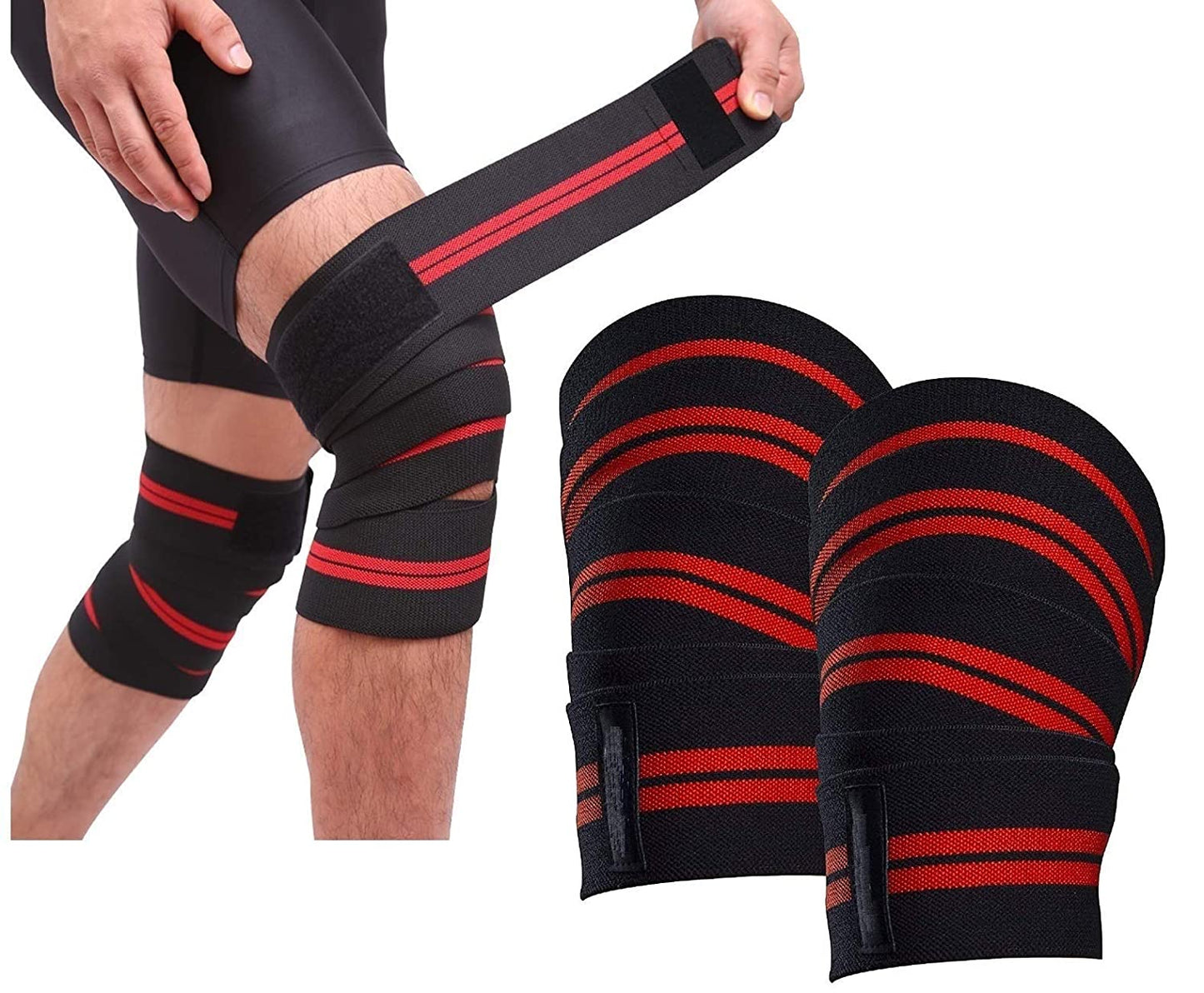 Weight lifting knee wraps 2 piece